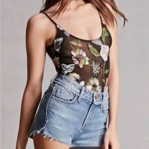 Honey Punch Anthropologie Floral Bodysuit